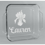 Orchids Glass Cake Dish - 8in x 8in (Personalized)