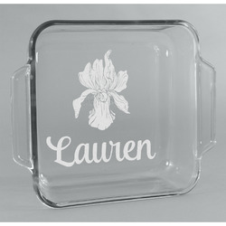 Orchids Glass Cake Dish - 8in x 8in (Personalized)