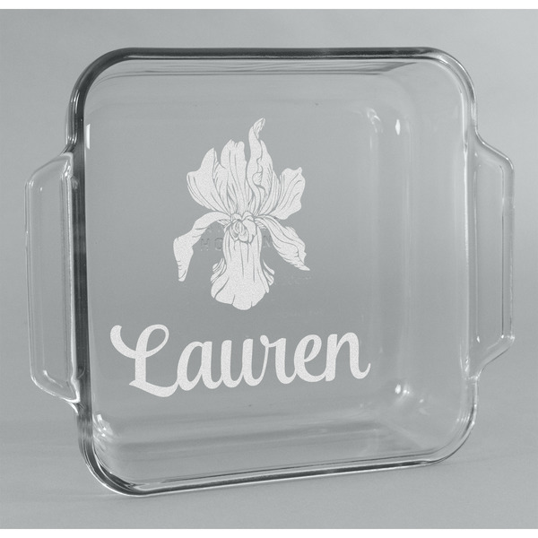 Custom Orchids Glass Cake Dish - 8in x 8in (Personalized)