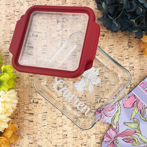 Orchids Glass Cake Dish - LIFESTYLE (8x8)