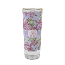Orchids 2 oz Shot Glass -  Glass with Gold Rim - Set of 4 (Personalized)