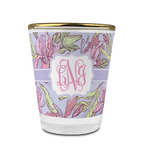 Orchids Glass Shot Glass - 1.5 oz - with Gold Rim - Set of 4 (Personalized)
