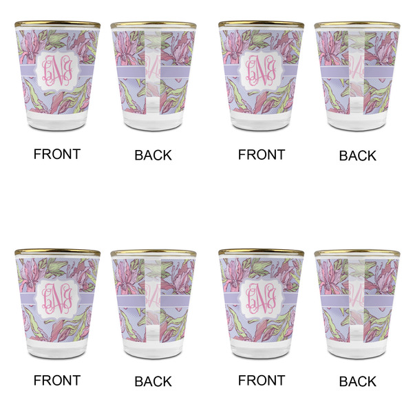 Orchids Glass Shot Glass - with gold rim - Set of 4 - APPROVAL