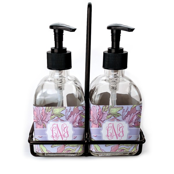 Custom Orchids Glass Soap & Lotion Bottle Set (Personalized)