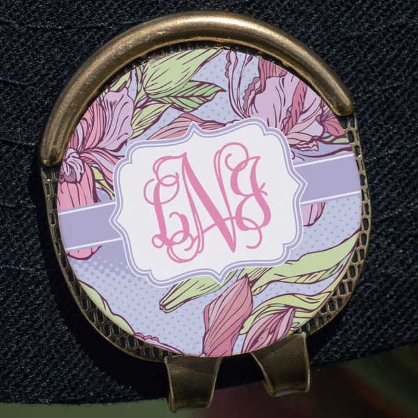 Orchids Golf Ball Marker Hat Clip - Gold - Close Up