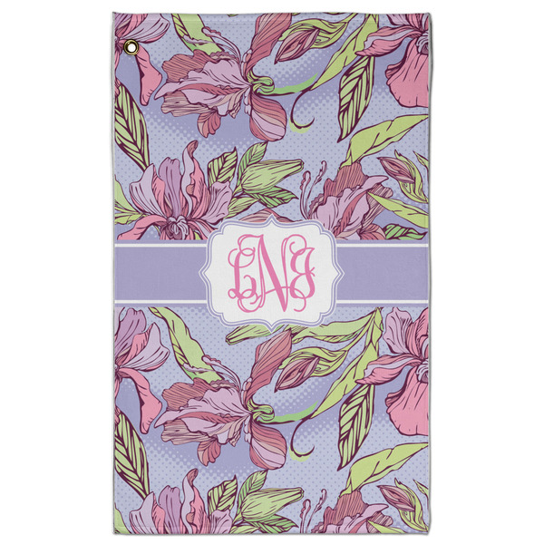 Custom Orchids Golf Towel - Poly-Cotton Blend - Large w/ Monograms