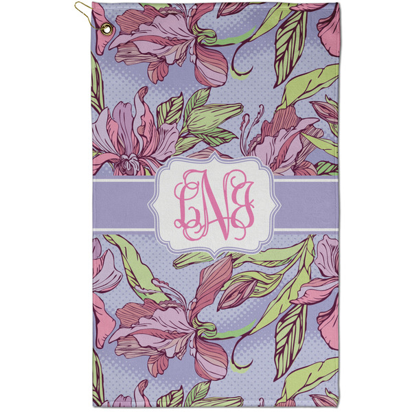 Custom Orchids Golf Towel - Poly-Cotton Blend - Small w/ Monograms