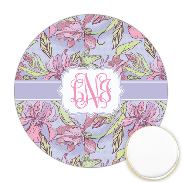 Custom Orchids Printed Cookie Topper - Round (Personalized)