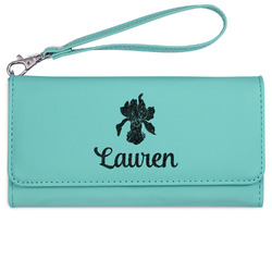 Orchids Ladies Leatherette Wallet - Laser Engraved- Teal (Personalized)