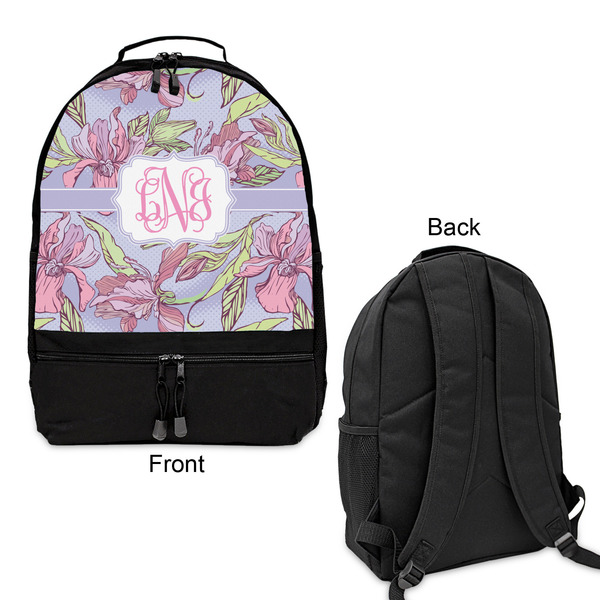 Orchids Large Backpack - Black - Front & Back View