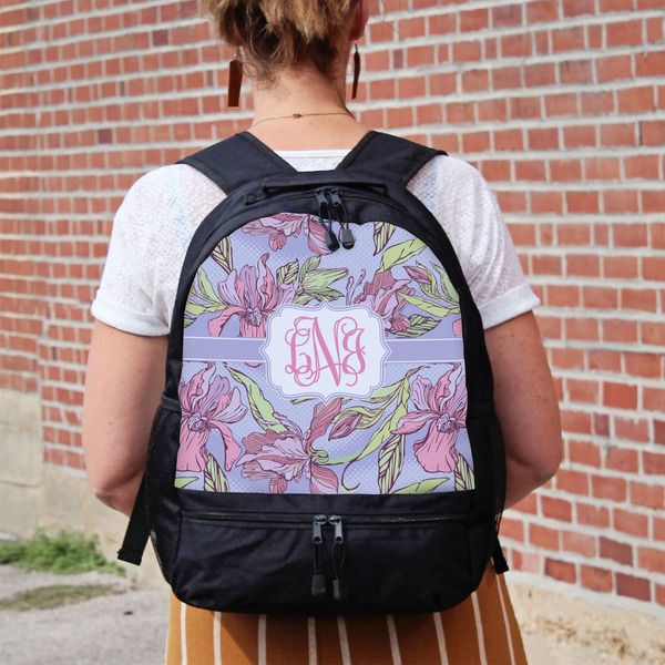 Orchids Large Backpack - Black - On Back
