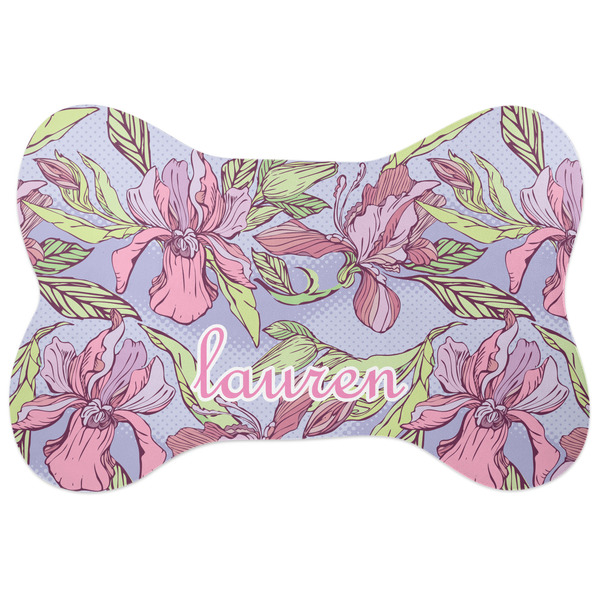 Custom Orchids Bone Shaped Dog Food Mat (Large) (Personalized)
