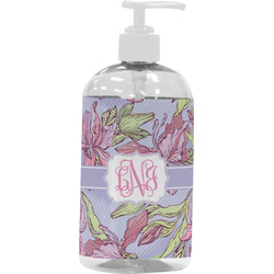 Orchids Plastic Soap / Lotion Dispenser (16 oz - Large - White) (Personalized)