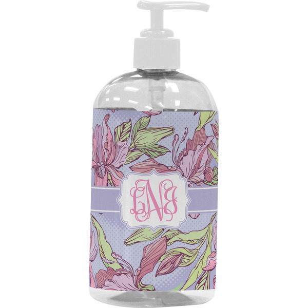 Custom Orchids Plastic Soap / Lotion Dispenser (16 oz - Large - White) (Personalized)