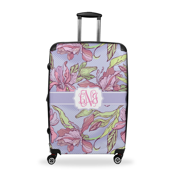 Custom Orchids Suitcase - 28" Large - Checked w/ Monogram