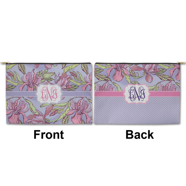 Orchids Large Zipper Pouch Approval (Front and Back)