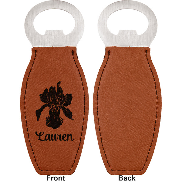 Orchids Leather Bar Bottle Opener - Front and Back (single sided)