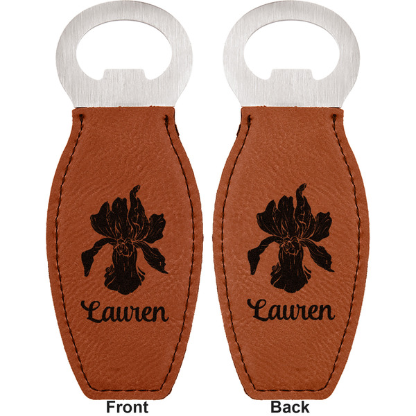 Orchids Leather Bar Bottle Opener - Front and Back