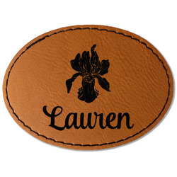 Orchids Faux Leather Iron On Patch - Oval (Personalized)