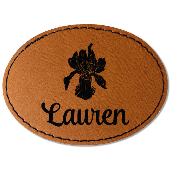 Custom Orchids Faux Leather Iron On Patch - Oval (Personalized)