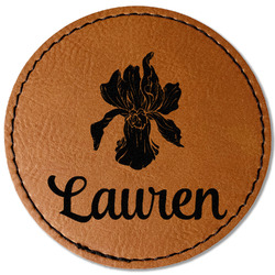 Orchids Faux Leather Iron On Patch - Round (Personalized)