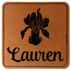 Orchids Faux Leather Iron On Patch - Square (Personalized)