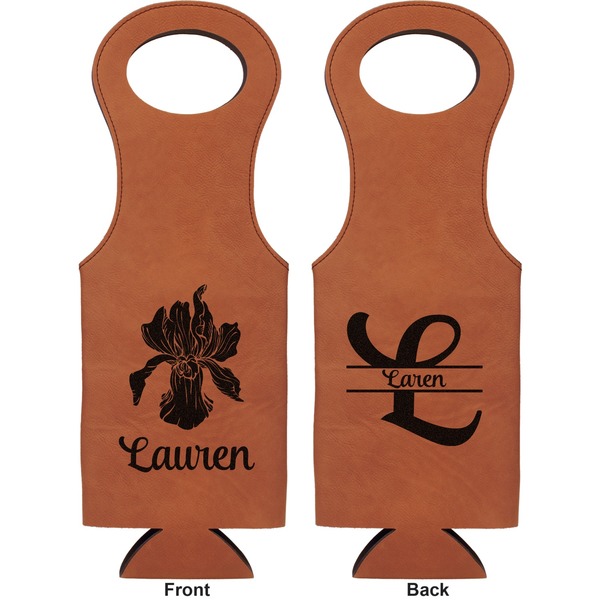 Orchids Leatherette Wine Tote Double Sided - Front and Back