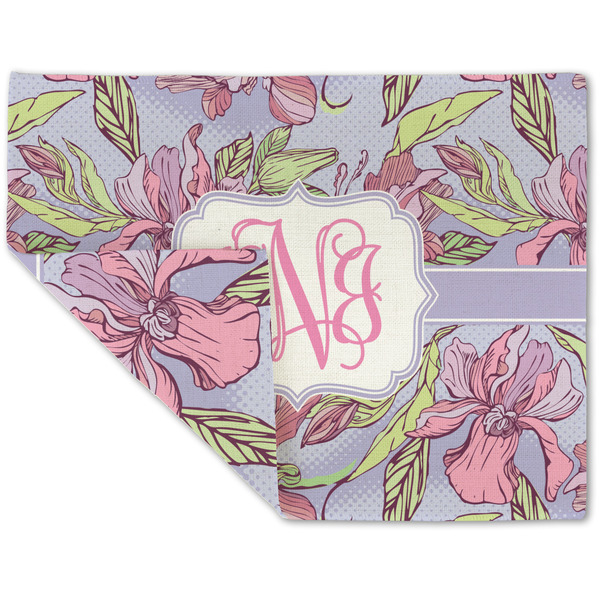 Custom Orchids Double-Sided Linen Placemat - Single w/ Monogram