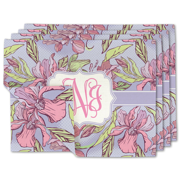 Custom Orchids Double-Sided Linen Placemat - Set of 4 w/ Monogram