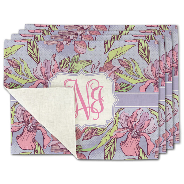 Custom Orchids Single-Sided Linen Placemat - Set of 4 w/ Monogram