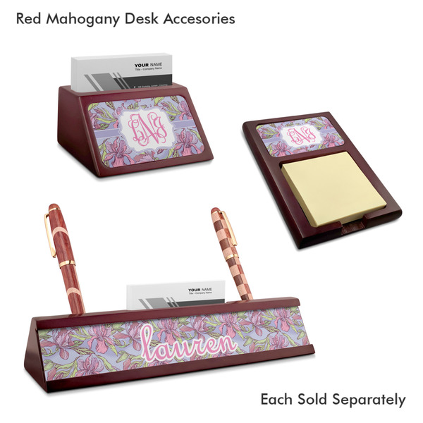 Orchids Mahogany Desk Accessories