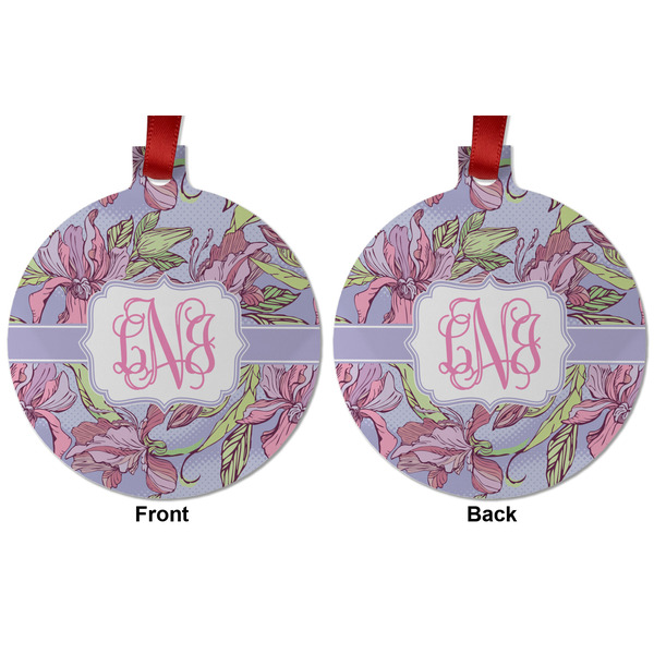 Orchids Metal Ball Ornament - Front and Back