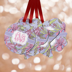 Orchids Metal Ornaments - Double Sided w/ Monogram