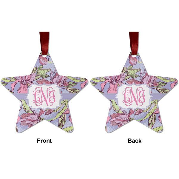 Orchids Metal Star Ornament - Front and Back