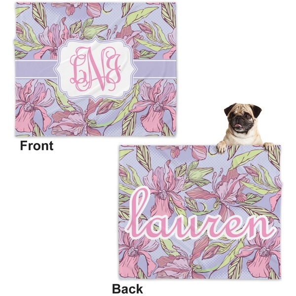 Orchids Microfleece Dog Blanket - Large- Front & Back