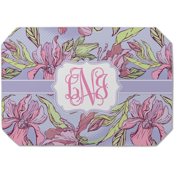 Custom Orchids Dining Table Mat - Octagon (Single-Sided) w/ Monogram