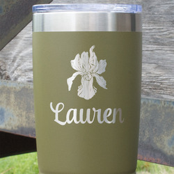 Orchids 20 oz Stainless Steel Tumbler - Olive - Single Sided (Personalized)