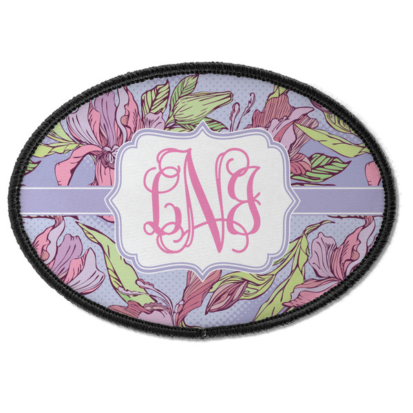 Custom Orchids Iron On Oval Patch w/ Monogram