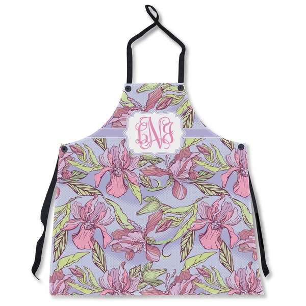 Custom Orchids Apron Without Pockets w/ Monogram
