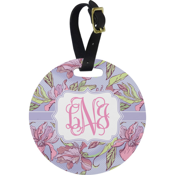 Custom Orchids Plastic Luggage Tag - Round (Personalized)