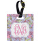 Orchids Plastic Luggage Tag - Square w/ Monogram