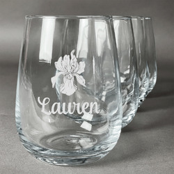 Orchids Stemless Wine Glasses (Set of 4) (Personalized)