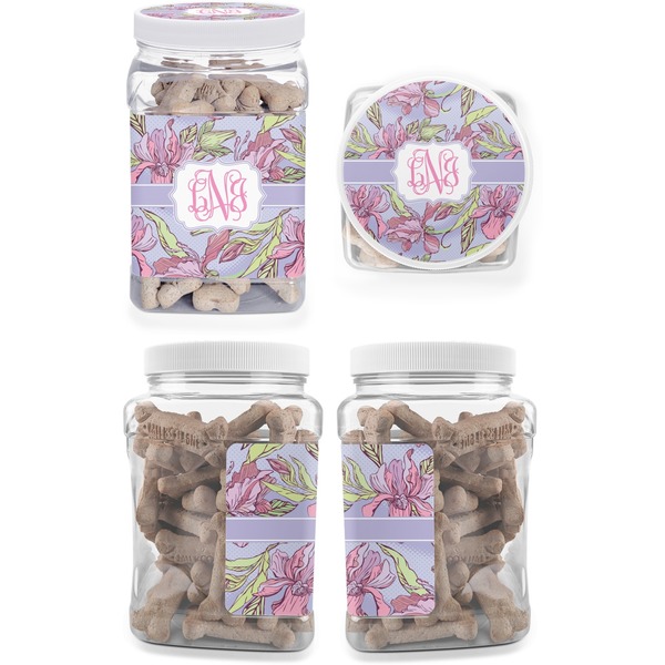 Orchids Pet Treat Jar - Multiple Angles