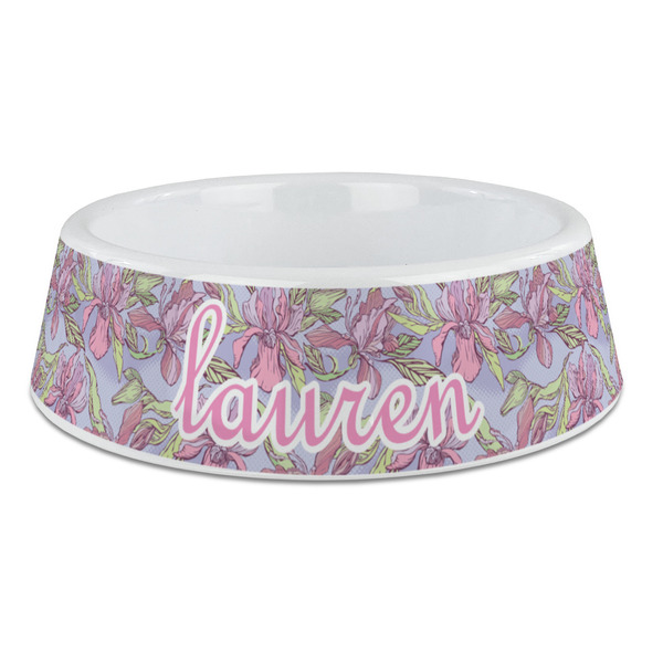Custom Orchids Plastic Dog Bowl - Large (Personalized)