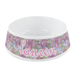 Orchids Plastic Dog Bowl - Small (Personalized)