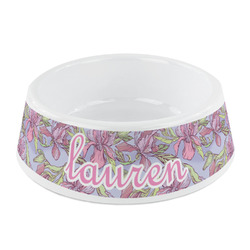 Orchids Plastic Dog Bowl - Small (Personalized)