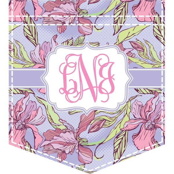 Custom Orchids Iron On Faux Pocket (Personalized)