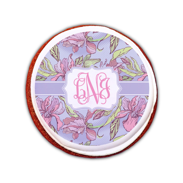 Orchids Printed Icing Circle - Small - On Cookie