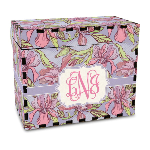 Custom Orchids Wood Recipe Box - Full Color Print (Personalized)