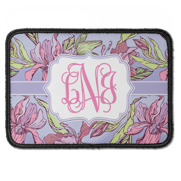 Custom Orchids Iron On Rectangle Patch w/ Monogram